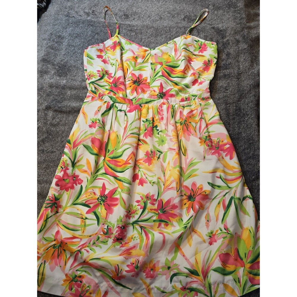 J Crew Dress Tropical Floral Seaside Cami Dress Spaghetti Strap Pockets Sz 4
